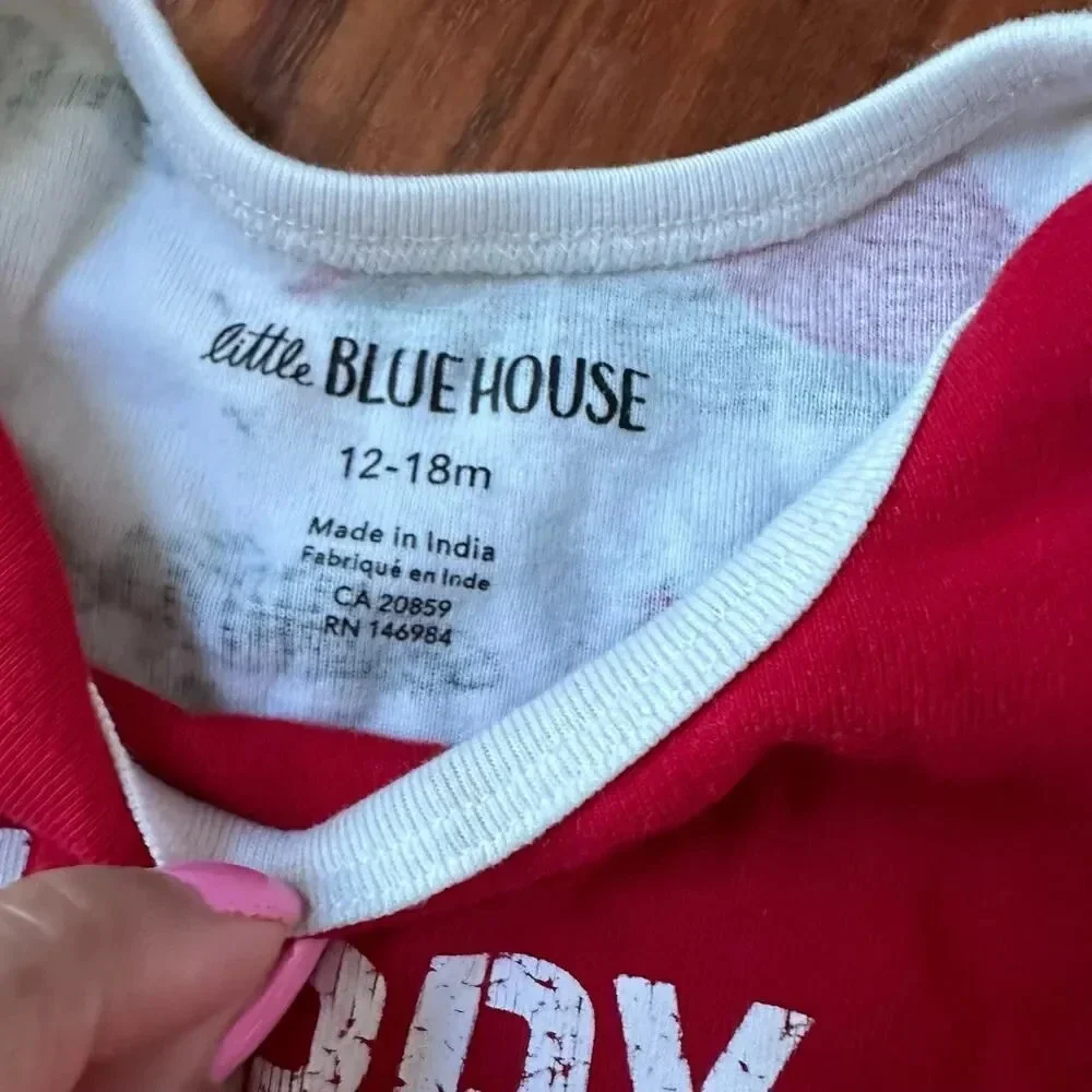 Little Blue House Happy Camper‎ Onesie Matching Hat 12-18M Hunting Camping